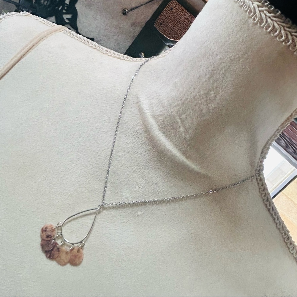 Handcrafted shell disc chandelier pendant on chain necklace